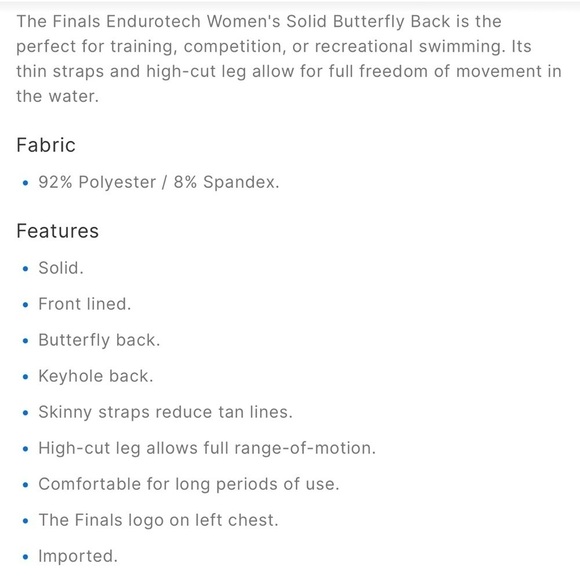 NWT The Finals Swimwear Black One Piece Swimsuit Butterfly Back Swim - Picture 5 of 10